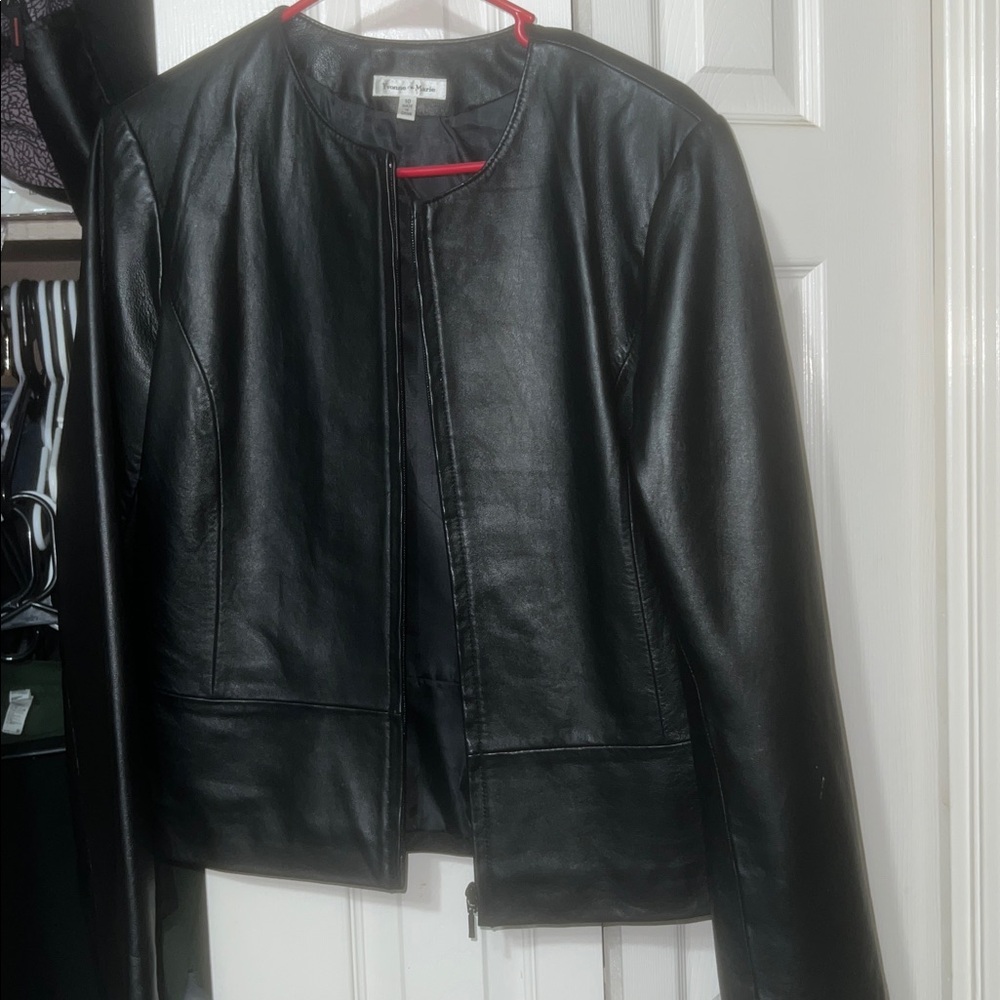 Yvonne Marie black lamb leather fitted jacket